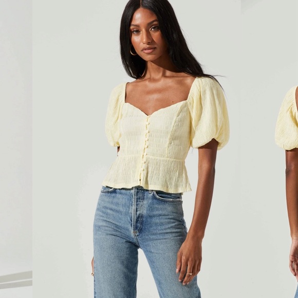 ASTR the Label Bubble Short Sleeve Button Front Top - Picture 2 of 5